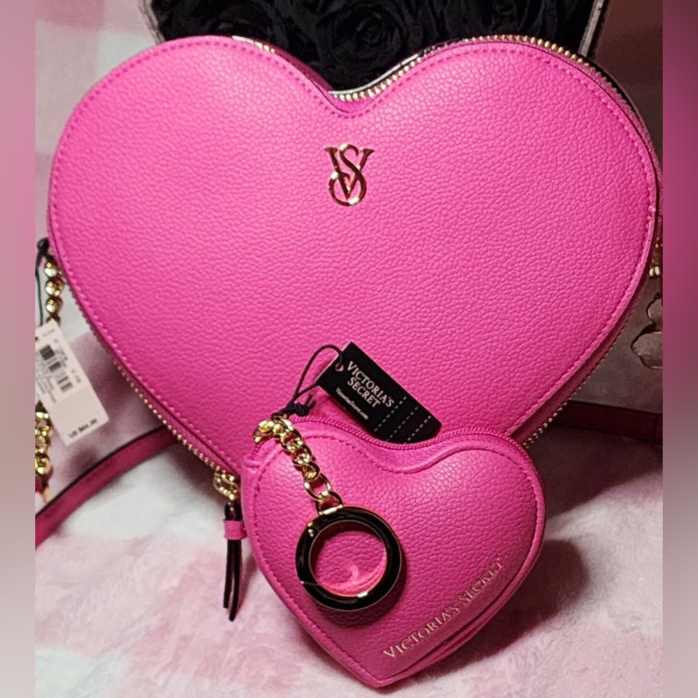 Victoria’s Secret Heart Crossbody and Keychain NWT Pink